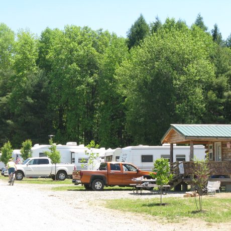 view of RVs sites and a Cabin at Sparrow Pond Family Campground